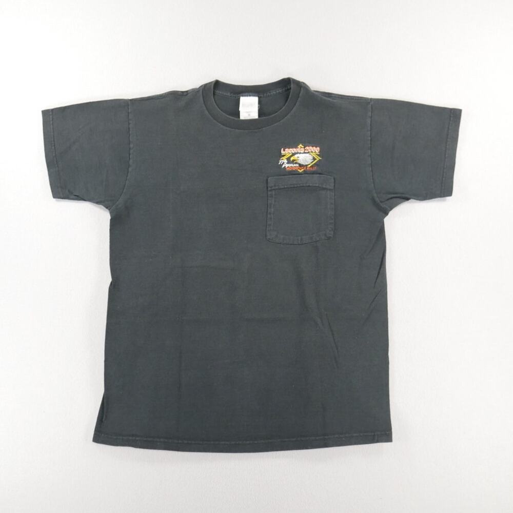 Vintage Y2K Laconia Rally Embroidered Pocket Tee Biker Black Mens Size (M)